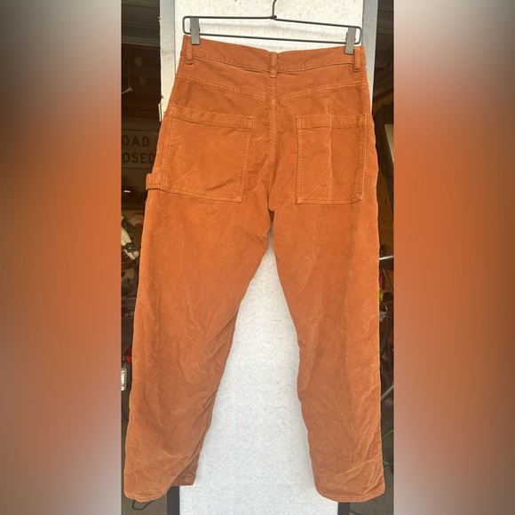 Free People Kyo Carpenter Corduroy Pants Womens 4 Orange Casual Pockets - Picture 5 of 10